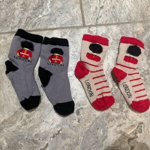 Like New Size 2T London Gray and Red Socks Set